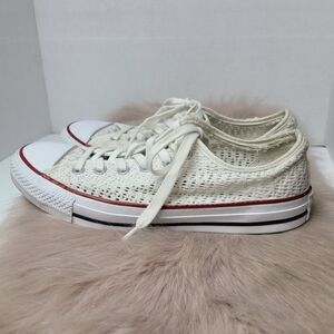 Converse All Star Women's Crochet Lace White Low Sneaker Shoes Size 9.5